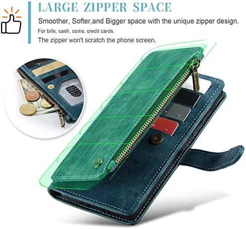 UEEBAI torbica za novčanik za Samsung Galaxy A54 5G, Premium ručno rađena PU kožna futrola za telefon slotovi za kartice sa magnetnim zatvaračem džepni nosač preklopna torbica sa remenom za ruke - Vintage plava