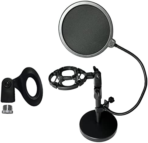 SoQte Mic Stand stol multifunkcionalni stoni mikrofonski stalak mikrofonski Adapter sa kopčom za mikrofon Podesiva visina postolja sa amortizerom Pop filtera za stalke za mikrofone za sastanke uživo