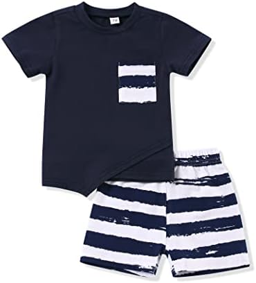 HiPealy Toddler Baby Boy Decy Summer Majica kratkih rukava TOP Stripe kratki dječaci poklon ljetne odjeće