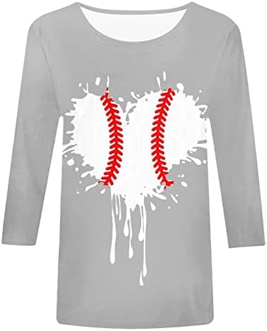 Majica sa kornjačom za žene ženska Bejzbol štampana majica sa tri četvrtine rukava proljeće ljeto vrhovi okrugli vrat
