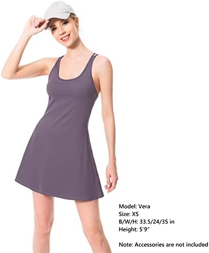 Lightbare ženska teniska haljina s ugrađenim grudnjacima i odvojivim kratkim hlačama Podesivi trake UPF 50+ brzo suh
