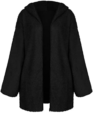 Ženske zimske kapute od solidne boje runa jakna s dugim rukavima s kapuljačom s kapuljačom dukserice otvorena prednja revel gornja odjeća