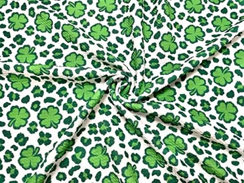 Leopardova tkanina od djeteline sa četiri lista, djetelina od lista St. Patrick's Day Bullet Print rebrasta dvostruka pletena 2-smjerna rastezljiva Poli Spandex Odjeća zanatska tkanina širine 58-60
