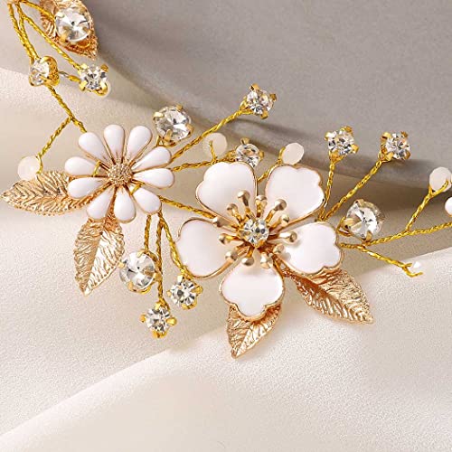 Yean Gold Flower Bride vjenčanje Hair loza list Bridal hair Piece Crystal Hair Accessories Headpiews nakit