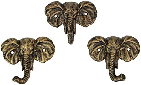 Zeckos set od 3 antikne zlatne završne bavene željezne željeznice Slon zidni kuke Dekorativni kaput ručnik