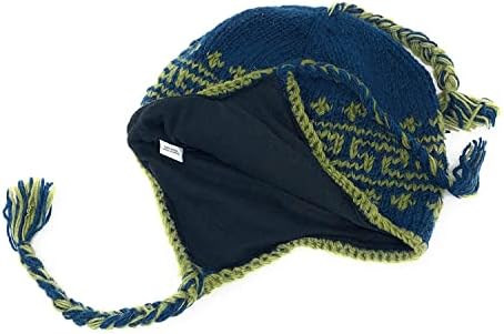 Ručna pletena šerpa vunena šeširka sa mikro rukom, zaklopke uha, toketi, beanie