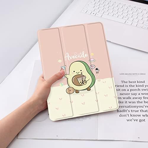 Qiusuo Cute Avocado Pad futrola za iPad 7. / 8. / 9. generaciju, potpuno tijelo zaštitnice sa držačem olovke, pametno preklopno kućište, automatsko buđenje / spavanje, ružičasta