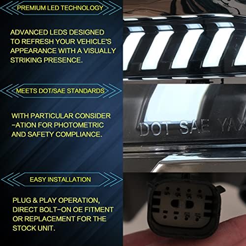 VLAND LED farovi kompatibilni sa -2018 Chevy Silverado 1500, sklop prednjeg svjetla sa dahom & dynamic Startup animacija, sekvencijalni žmigavac, Amber Reflector