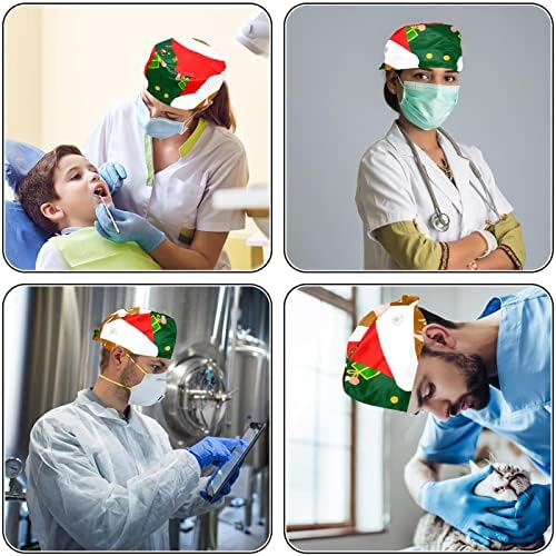 Deyya 2 paketi Podesiva radna kapa s duksevima s gumbom za medicinske sestre Žene Ponytail Hat Božićno vrijeme