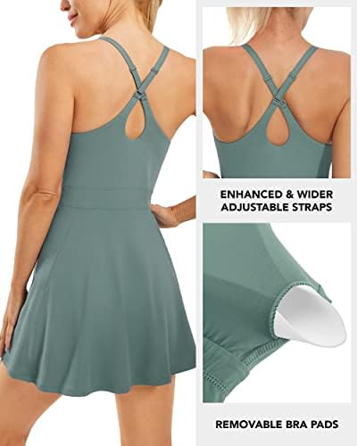 Persit ženska teniska haljina s podesivim kaiševima i ugrađenim grudnjakom i kratkim kratkim vježbama Atletski