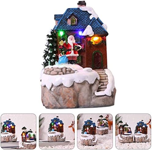Vorcool zimskog stola dekor LED svjetlo Up Božićno scory scena seoska kuća Mini seoske kuće minijaturne kuće osvijetljene božićne stolne stoke Centerpieces ukrasi mantel dekor