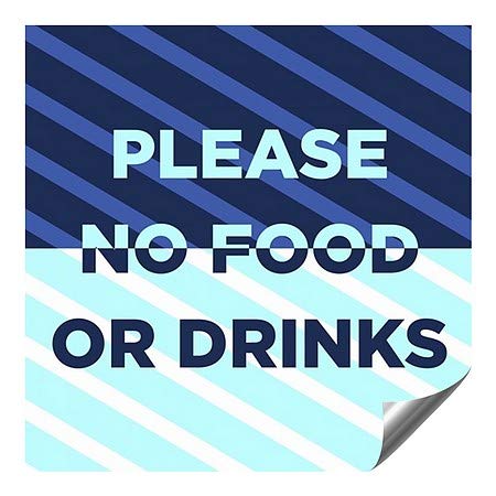 Molimo vas da nema hrane ili pića -stripe plave teške industrijsko samoljepljive aluminijumske zidne zidne naljepnice | 36 x36
