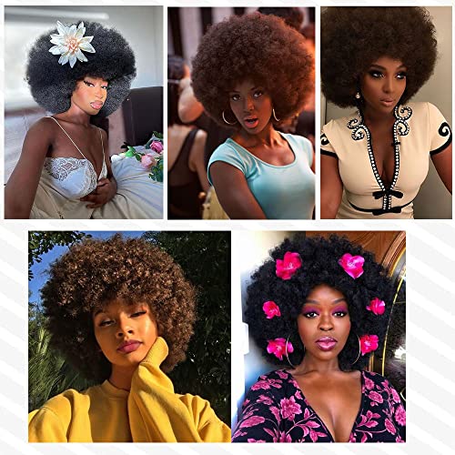 MOONSHOW Auburn Brown Afro perika za crne žene Afro Kinky Curly perika kratka Afro perika sa šiškama za
