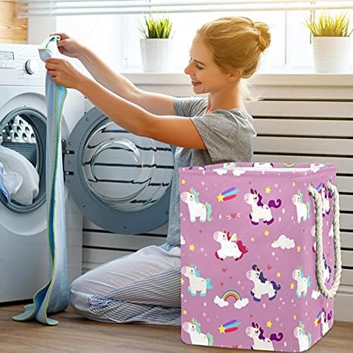 Vodootporne korpe za veš visoke čvrste sklopive ravne dizajn Unicorn uzorak print Hamper za odrasle djecu Teen Boys Djevojke u spavaćim sobama kupatilo