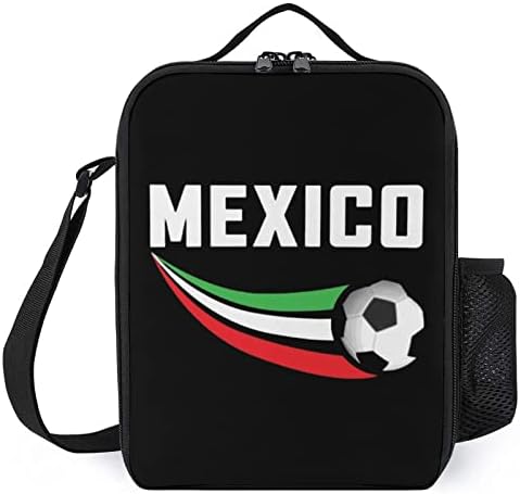 Meksička zastava nogomet izolovana torba za ručak nepropusna hladnjača sa podesivom naramenicom