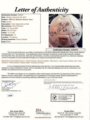 1996. američka olimpijska zlatna medalja ženska fudbalska reprezentacija potpisala je Nike Ball Mia Hamm +9 JSA - AUTOGREM Fudbalske loptice
