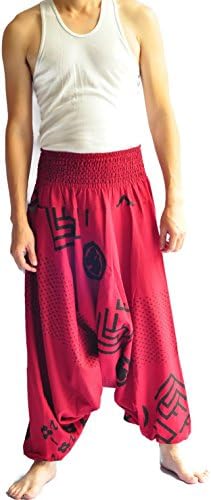 Baggy Yoga Hippie Boho Aladdin Alibaba harem hlače Jedna veličina ručno rađena crvena
