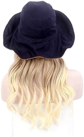 LUKEO ženski šešir za kosu crna nijansa Ribarski šešir perika Plus šešir dugi Kovrčavi Zlatni šešir