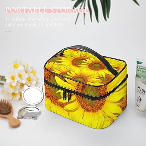 Šminka, žuta suncokret Girly Lijepa cvjetna putna kozmetička torba za šminku Organizator CASE Veliki kapacitet