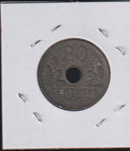 1943 FR Zrže zrno rupa sa flankom 20 centimesa izbora izuzetno u redu