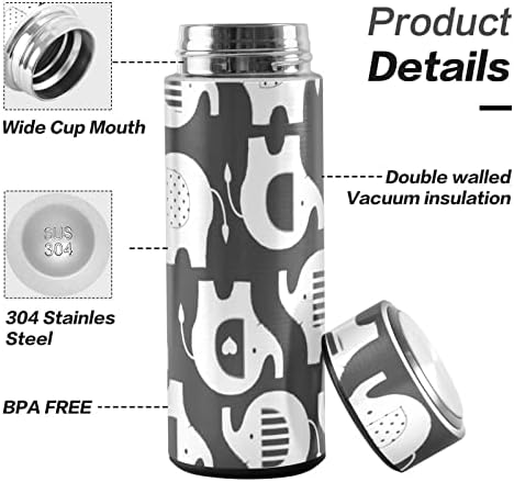 Cataku crno-bijeli slonova za boce sa slojem izolirane 16 ozljeda od nehrđajućeg čelika Termos boca za kavu