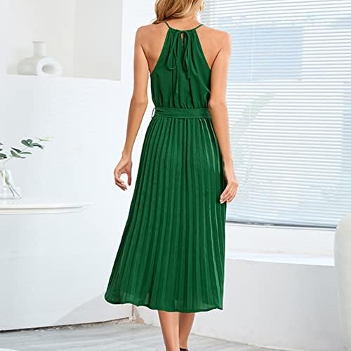 Ženske haljine za odmor labave seksi boje špageti remen bez rukava plisirane haljine ljetne haljine 2023