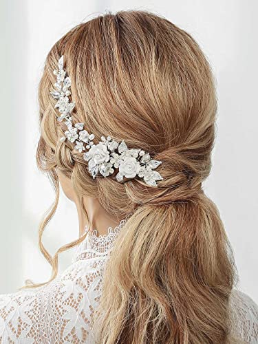 Gorais Flower Wedding Hair Vine srebrni list Bridal Headpiece Bride hair Piece Pearl Hair Accessories za