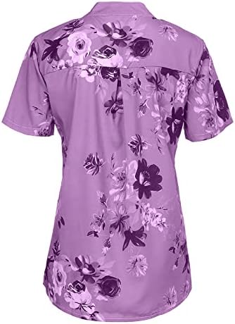 Cvjetni vrhovi za žene 2023 Dugme Down Modne Casual majice kratkih rukava Tees Bluzes