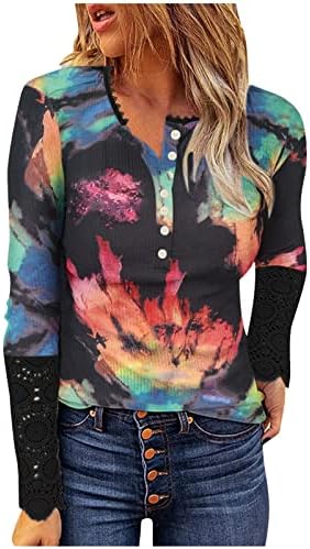 Ležerna Henley bluza za žene cvjetna bluza podvlaka vintage majica Loose Basic Tee Dukseri V Vrući
