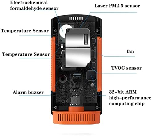 Nuopaiplus Monitor kvaliteta zraka, 9 u 1 Monitor kvalitete zraka PM2.5 Mjerač prijenosni LCD ekran formaldehid