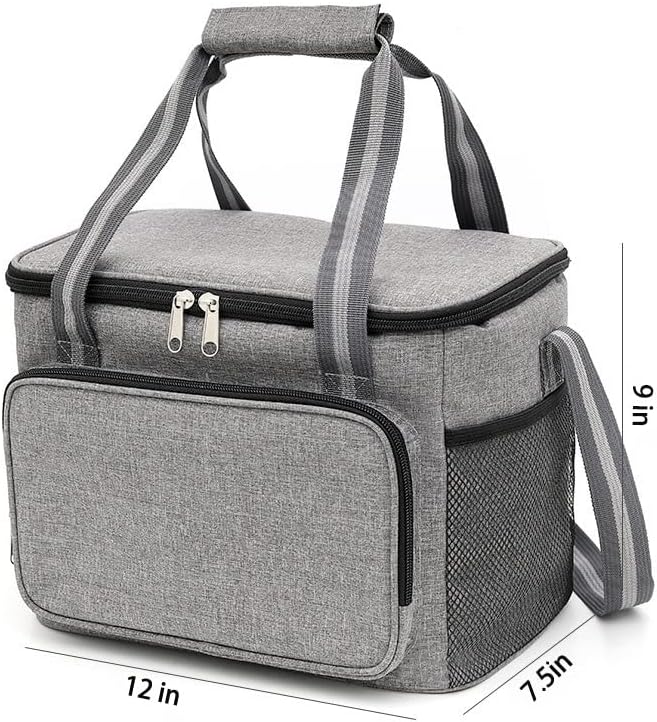 PEAKXCAN torba za ručak za žene i muškarce kutija za ručak/Tote izolovana posuda za ručak, sivi ruksak za