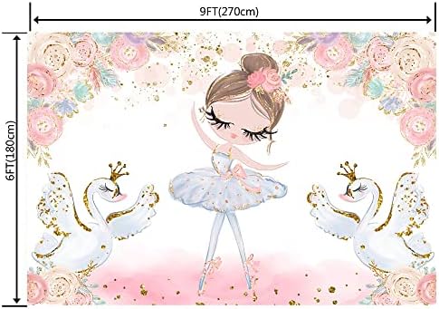 Ticuenicoa 9×6ft balet pozadina za djevojčice balerina Baby tuš fotografija pozadina Swan djevojke Tutu Rođendanska zabava dekoracije Banner rumenilo Pink Glitter baletne cipele Tutu Photo Booth rekviziti