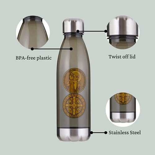 Christian Water Boca Saint Benedict BPA Besplatno za prebacivanje, nehrđajući čelik Ownus Ower Ower i Dno,