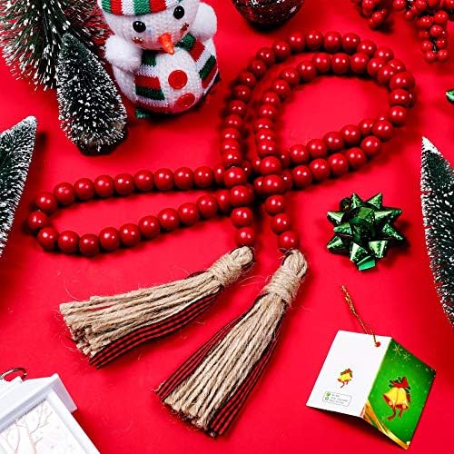 3 komada Valentinovo Drvene perlice Vintage Crvena drvena Garland perle sa resima rustikalni perla vijenca