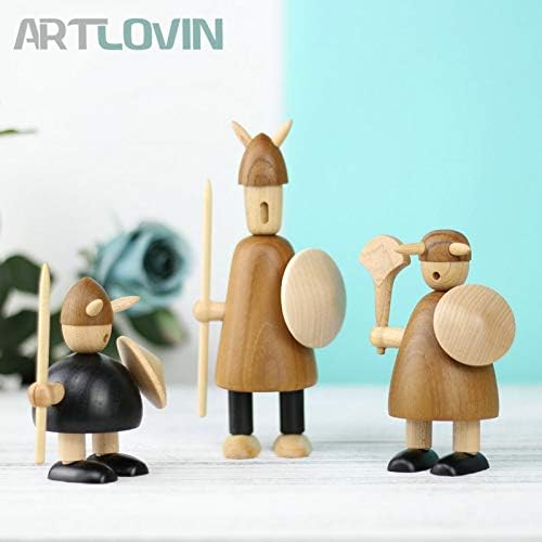 Zamtac Nordic Viking Minijaturna drvena lutka Creative Figurine Početna Dekor statue bukva drvena ukrasnica