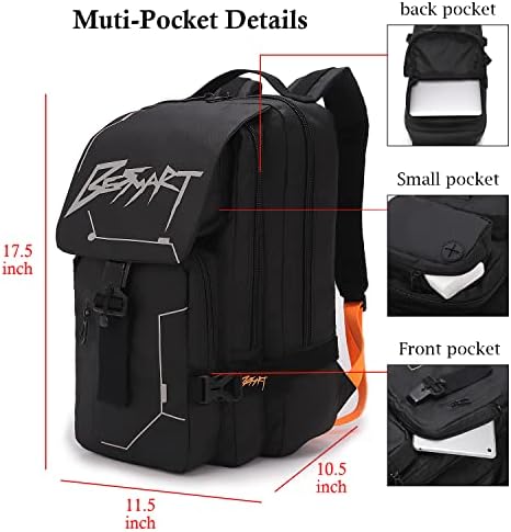 Budite pametni ruksak za planinarenje na otvorenom sa Cyberpunk Design, vodootporna laptop dnevna torba za knjige sa višeslojnim za muškarce i žene (crna)