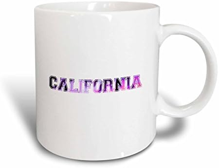 3drose California Word Art u ljubičastoj i ružičastoj šolji, 11 oz, Keramika