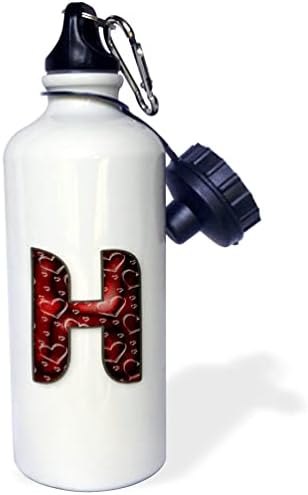 3drose Prilično duboko crveni Clear Hearts Monogram Početni H - boce za vodu