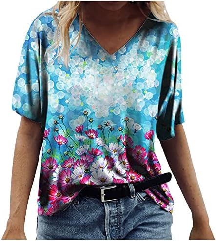 NOKMOPO ženske majice Ležerne prilike plus veličina moda casual plus size cvjetovi ispis okruglih vrata