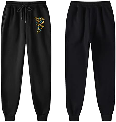 Miashui ženske casual pantalone za ljetne žene Sportske pantalone Mid struk crne otiske duge hlače Ženske hlače plus veličine