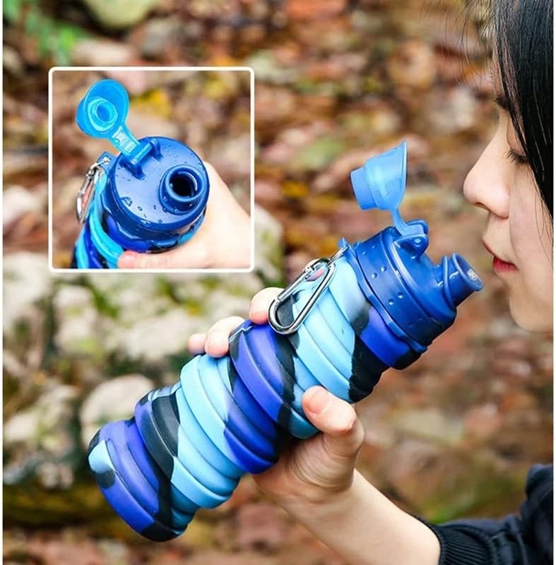 LMMDDP silikonska sportska boca vjetra maskirna kamuflaža vanjska fitnes prijenosna čaša personalizirana sklopiva voda za vodu