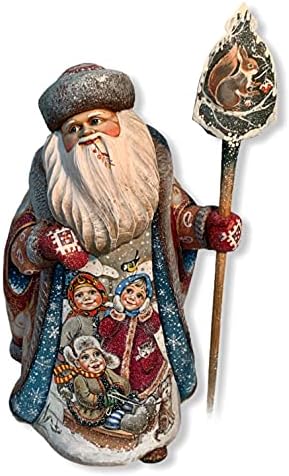 Autorski drveni božić ruski Santa Claus Figurine 13,97 visoki je ljupko uređen i naslikao ruski umjetnici