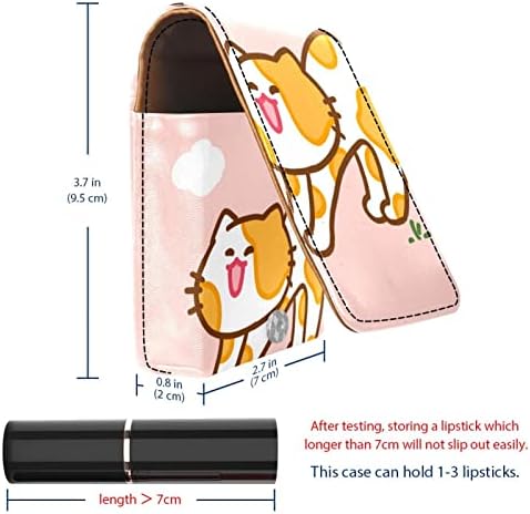 ORYUEKAN Mini torba za šminkanje sa ogledalom, torbica za kvačilo od umjetne kože, crtana životinja mačka