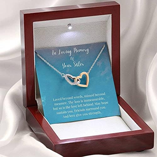 Nakit od generičke poruke, ručno rađena ogrlica - personalizirana ogrlica za međusobno zaključavanje, u ljubavnom sjećanju na vašu sestru, memorijalni pokloni za gubitak sestra, bijela, zlato