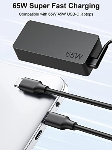USB C laptop punjač 65W 45W Fit za Lenovo ThinkPad / Chromebook / Yoga, HP Acer Asus Samsung Google Dell