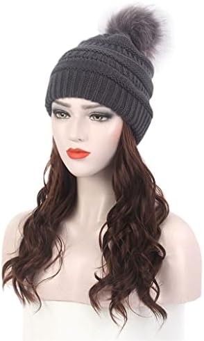 Kupite modu evropski i američki ženski šešir za kosu jedan sivi pleteni šešir perika duga kovrdžava smeđa