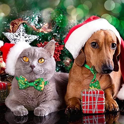 Velyous 16 komada Božićne veze za pse za kućne ljubimce Kat luk kravate s podesivim ovratnikom Božićni mali