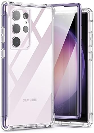 Suricch Galaxy S23 Ultra Clear Case 5G, [ugrađen na ekranu zaštitnik] Zaštita od cijelog tijela Tvrđena školjka + mekani TPU branik hrapav poklopac za Samsung Galaxy S23 Ultra 6,8 inča