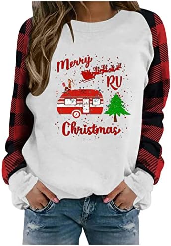 Žene vesele božićnu dukseru s dugim rukavima okrugli vrat smiješni Santa Gnome Grafički pulover tiskane