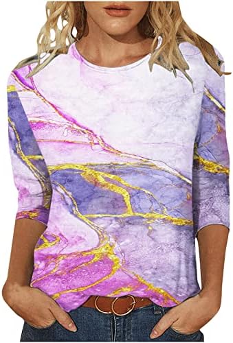 Majica Žene Ljeto Jesen 3/4 rukava 2023 Odjeća Trendy Pamuk Crewneck Graphic Capri Lounge Top košulja za